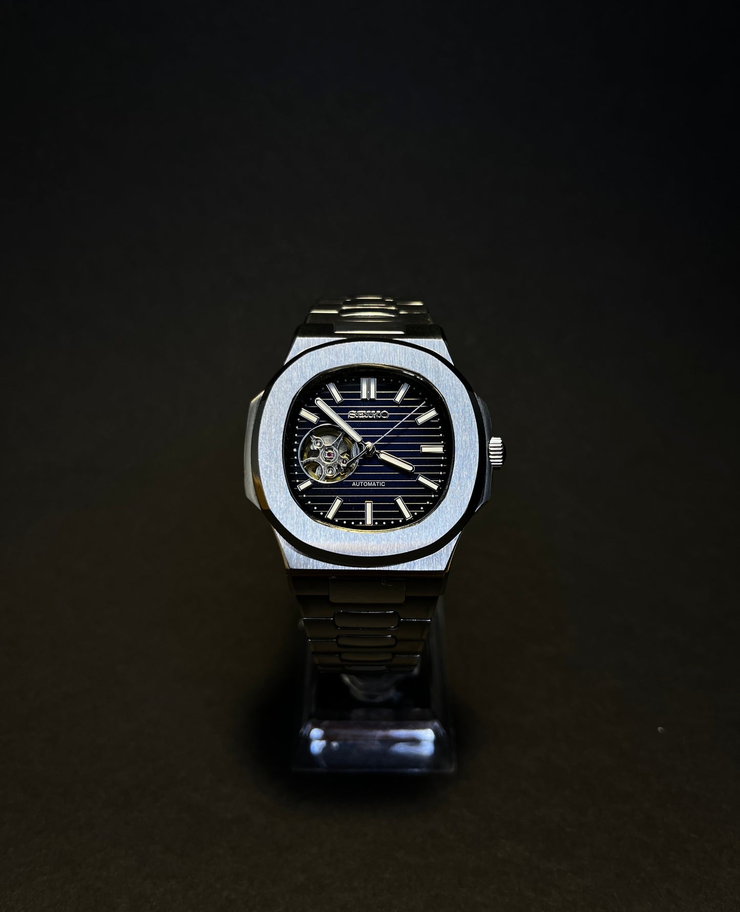 SEIKO Dark Blue Open Heart Nautilus Mod