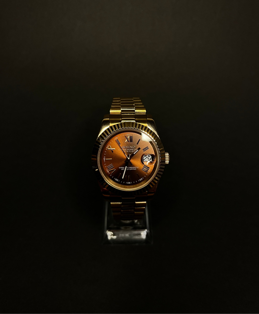 SEIKO Rose Gold Choco Roman Datejust